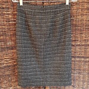 Trina Turk Small Wool Blend Tweed Knee Length Mini Pencil‎ Skirt Black White